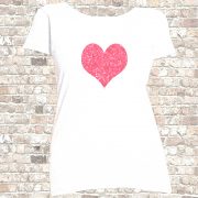 Womens-White-Tshirt-Heart-56GlPink